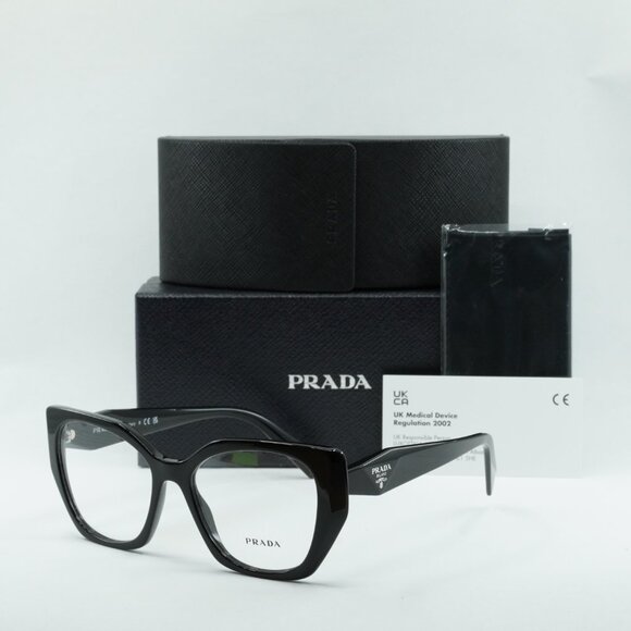 Prada PR18WV 1AB1O1 Cat Eye Eyeglasses - Black 52mm - Picture 1 of 7